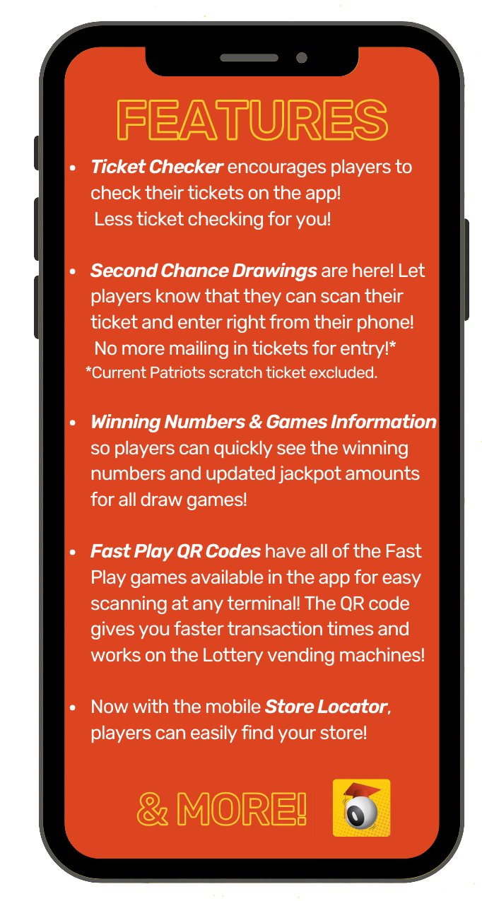 Mobile phone listing features of the new NH Lottery App